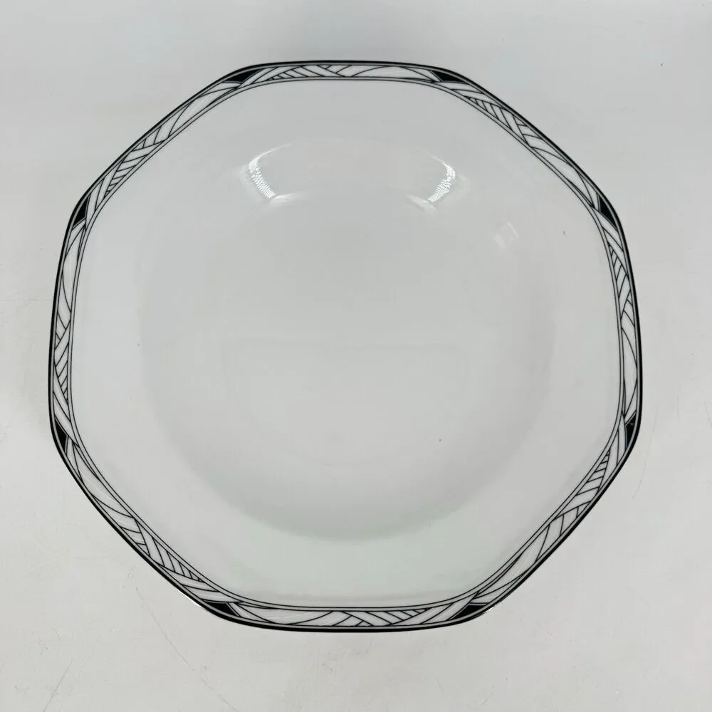 Studio Nova Synthesis Y0031 Soup Bowls Set of 5 White Black Rim 9” Octagonal